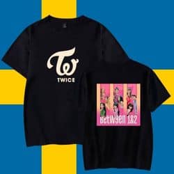 K-pop merch T-shirt featuring TWICE logo and BTS Butter album artwork for fans.