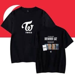 Kpop merch black TWICE graphic T-shirt for fans of Korean pop music.
