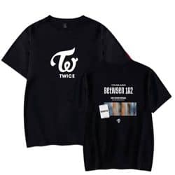 Twice K-pop merchandise T-shirt with TWICE logo and barcode design, perfect for fans.