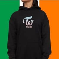 Twin Twices logo black hoodie, perfect for K-pop fans and merchandise collection.