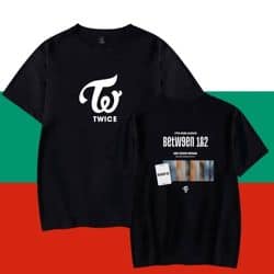 Kpop merch featuring TWICE logo T-shirt and sweatshirt, perfect for fans of K-pop fashion and fandom memorabilia.