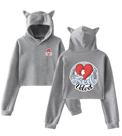 Red Velvet Cropped Hoodie #4