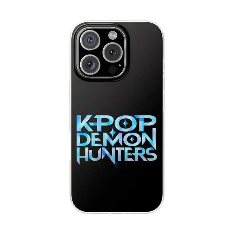 Kpop merch phone case with K-pop Demon Hunters graphic design.