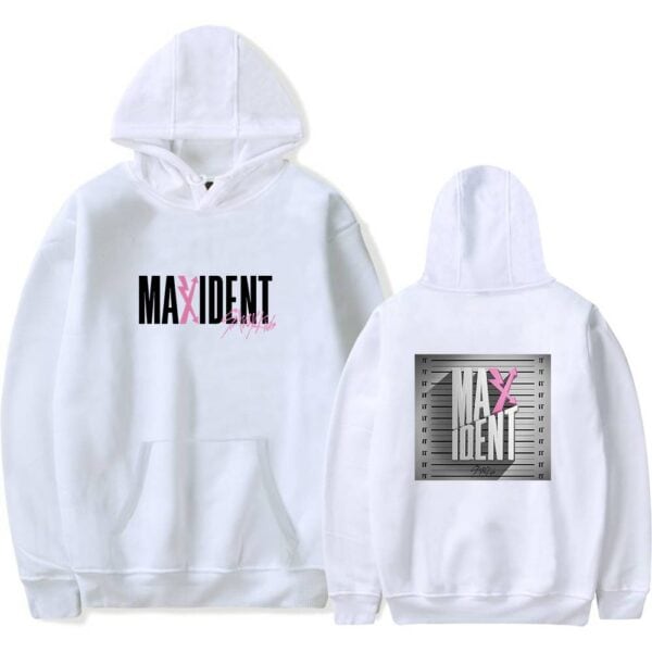 Maiden hoodie with black and pink graphic design, inspired by popular K-pop merchandise styles.