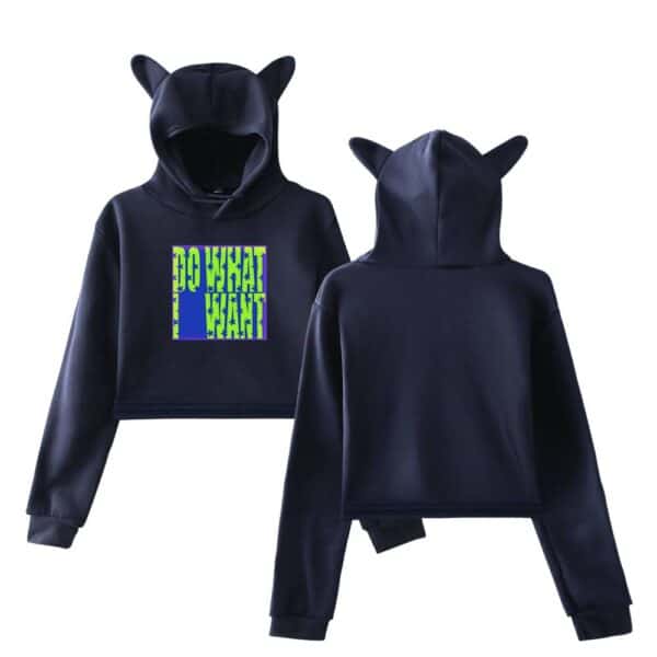 - black kpop hoodie with bear ears and graphic print.