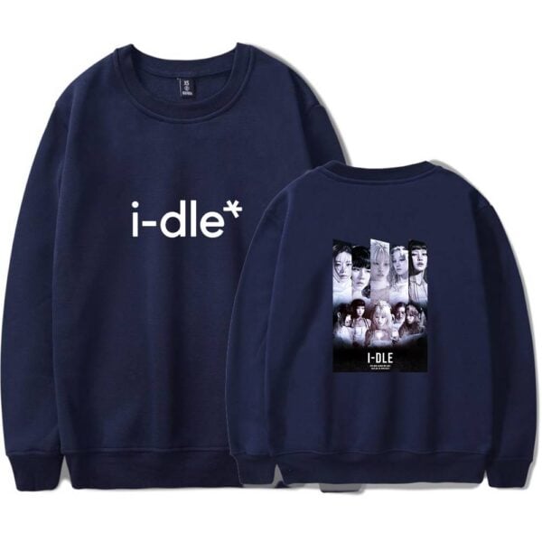 I-dle sweatshirt featuring the group members and logo, perfect for K-pop merchandise fans.
