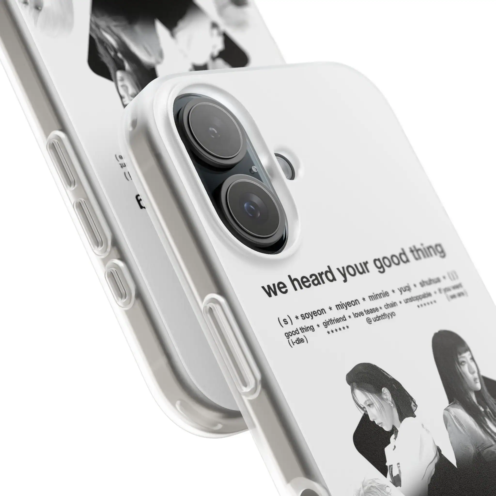 Bracelet with K-pop group member images and text, stylized phone case featuring popular K-pop merchandise and fan designs, perfect for Kpop merch fans.