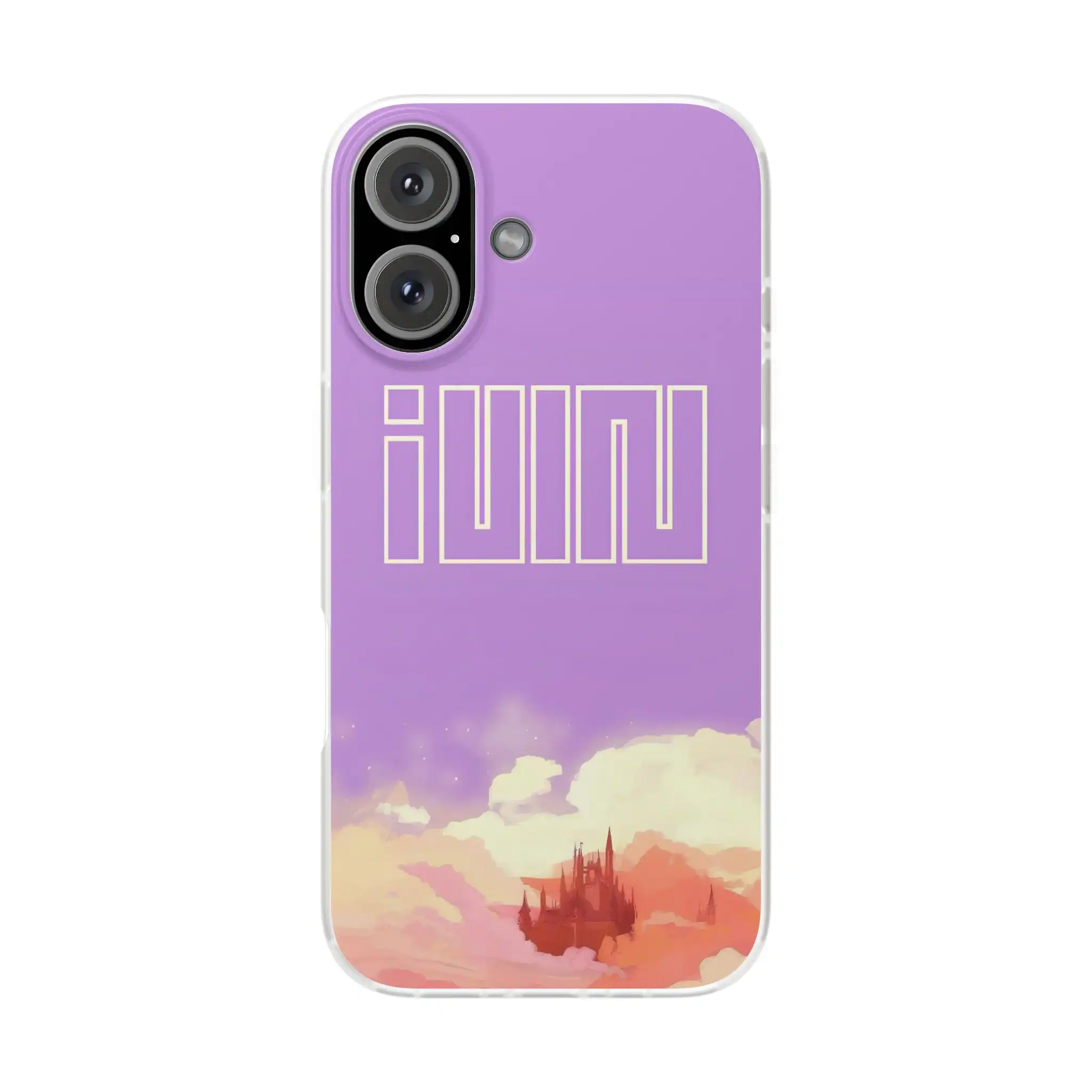 Colorful purple and pink animated castle-themed phone case featuring "LUNA" design perfect for K-pop merchandise fans.