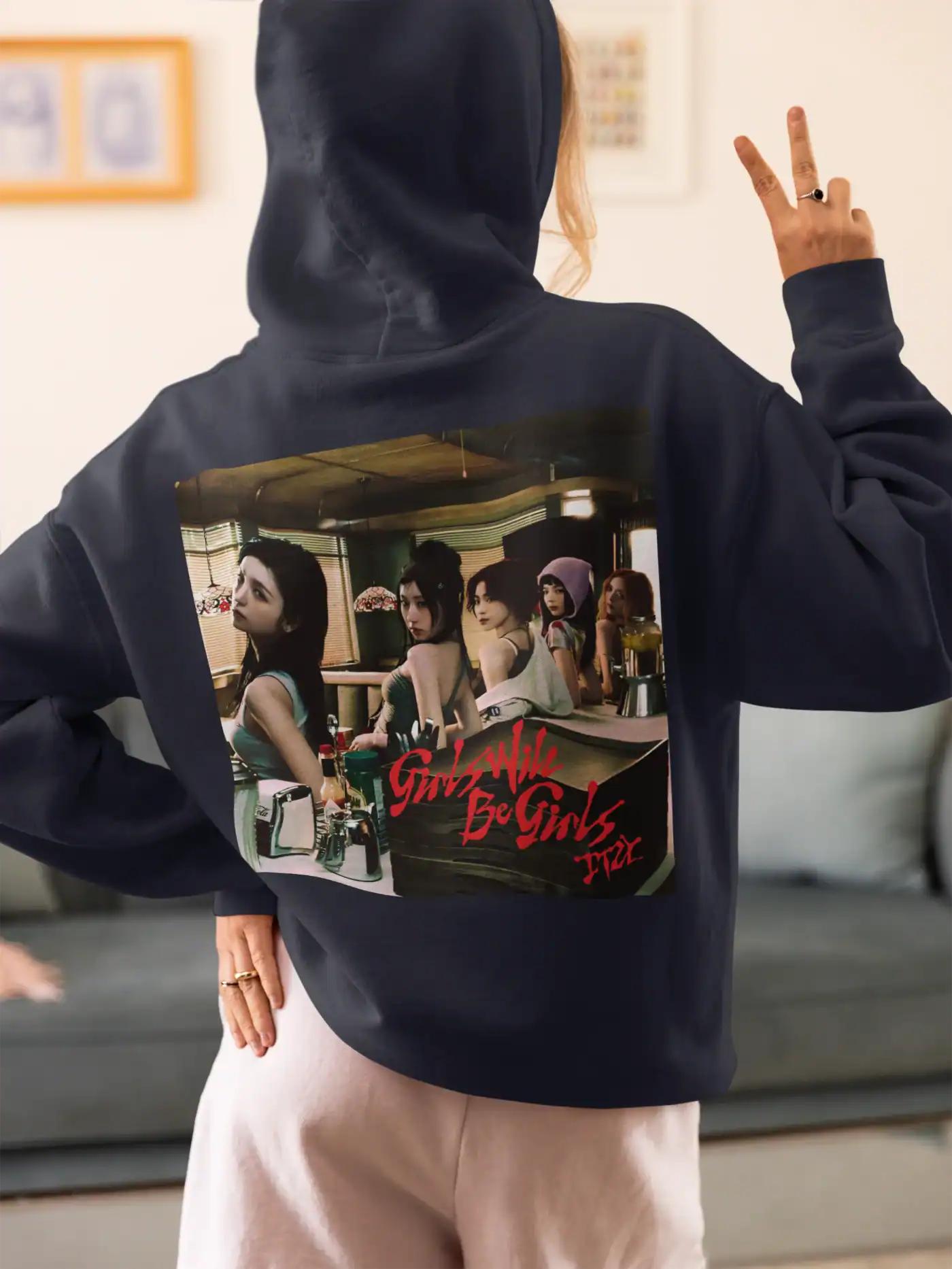 Girls Will Be Girls Kpop hoodie with girl band graphic print and vibrant colors.