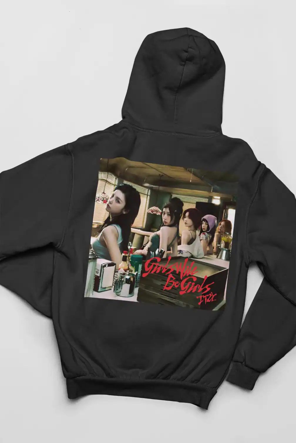 Girl's Generation K-pop merch hoodie featuring members of the girl group Girls' Generation.