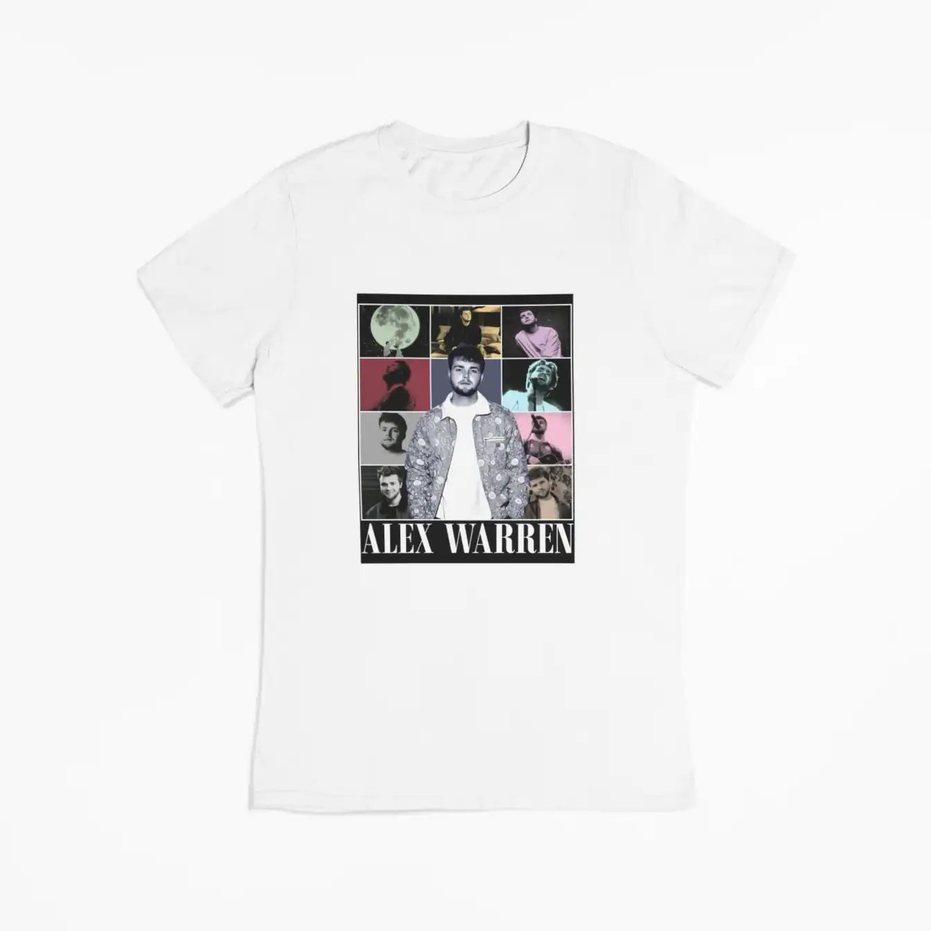 Alex warren t-shirt with collaged photos, perfect for kpop merch fans.