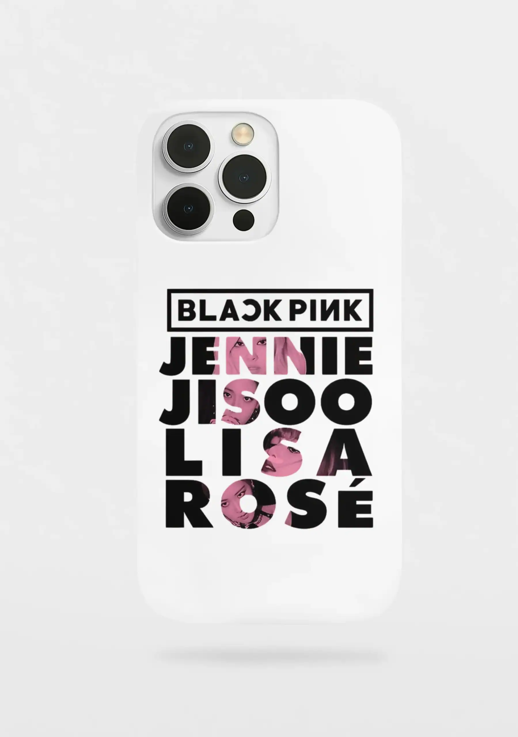 Kpop merch sticker with BLACKPINK members' names and faces integrated into bold typography design.