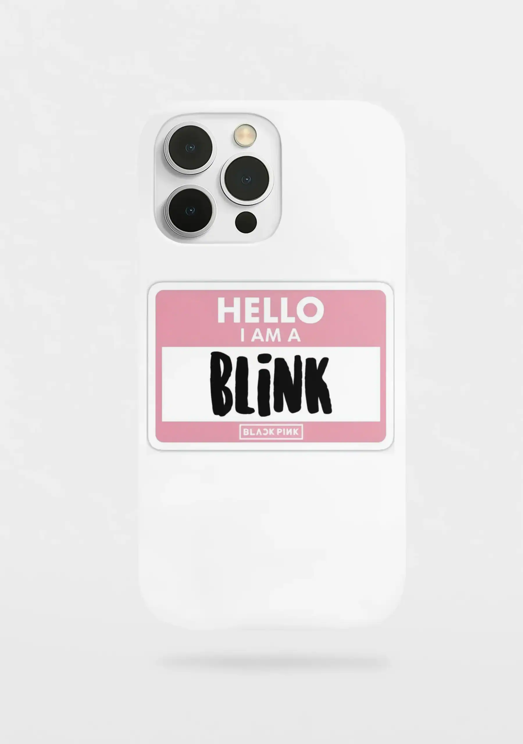 Colorful Blackpink phone sticker with "Hello I am a Blink" text and pink background.