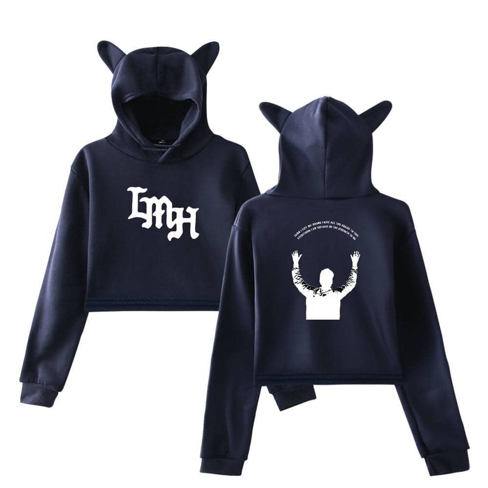 Hoodie set with bear ears and graphic design, perfect for K-pop fans who love trendy and cute merch.