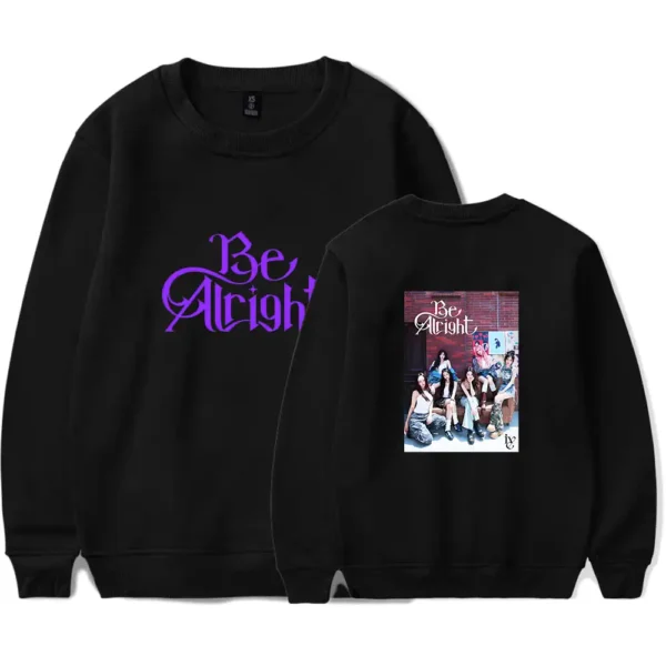 Be Alight Kpop merch sweatshirt with group photo print.