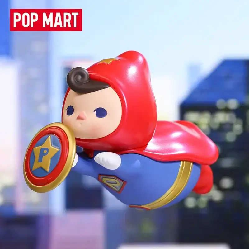 Cute superhero-inspired K-pop merchandise figure with a shield and cape, perfect for fans and collectors.