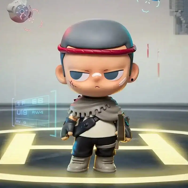 Kpop merch collectible figure with cyberpunk design and futuristic elements.