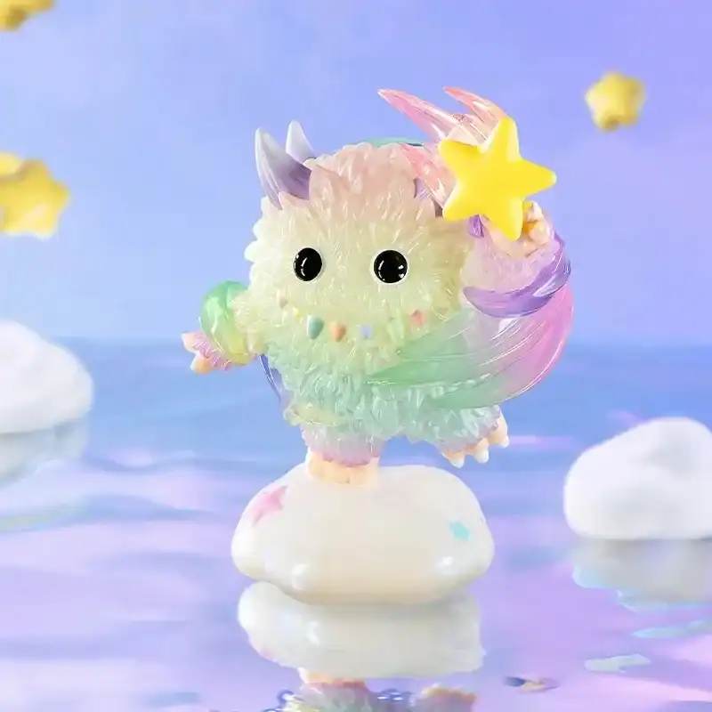 Cute pastel unicorn figurine with star and rainbow elements, perfect for K-pop merchandise collections.