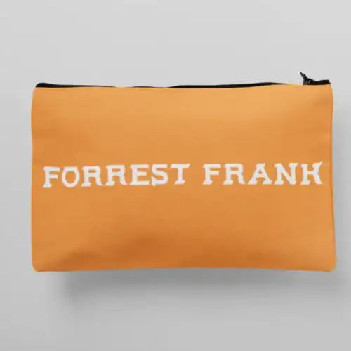 Forrest frank kpop merch bag with orange color and white text.