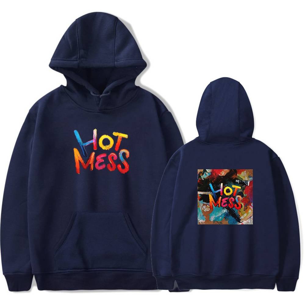 Hot mess kpop hoodie with colorful graphic design.