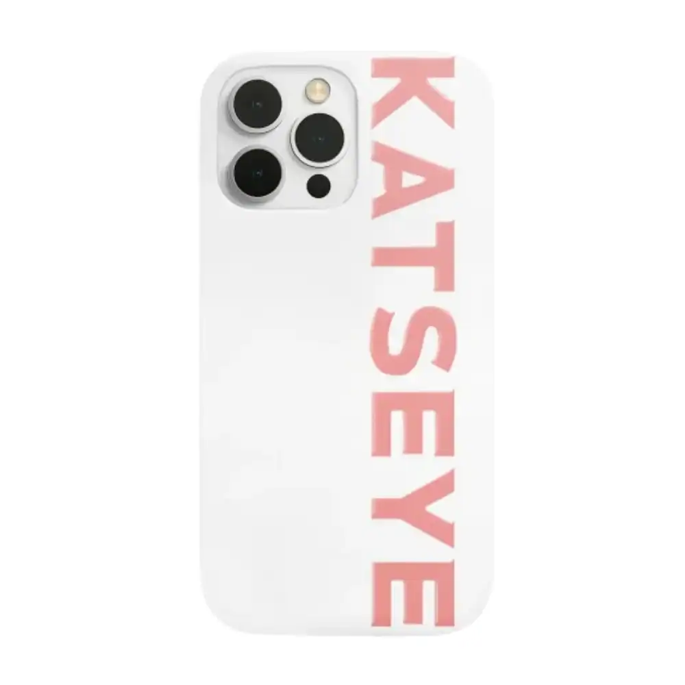 Kpop merch phone case with large pink "KATSEYE" text design.