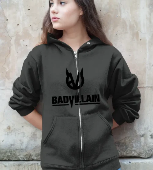 Badvillain Black Emblem Zip Hoodie