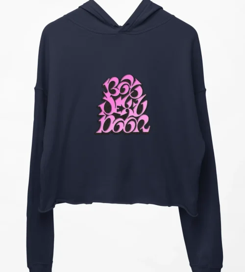 Boynextdoor Pink Bubble Logo Cropped Hoodie