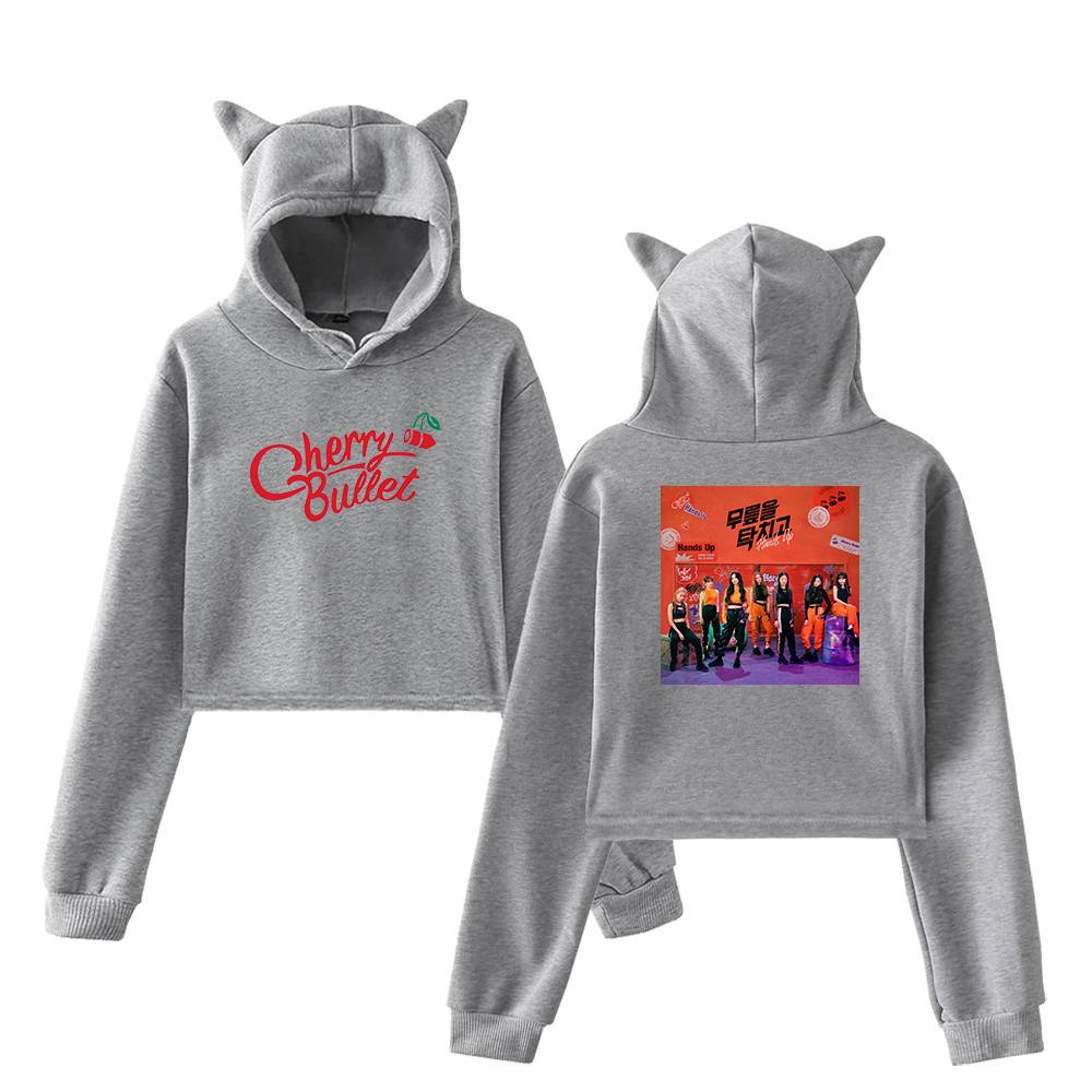 Cherry Bullet Hands Up Cropped Hoodie - Image 4