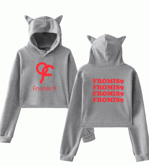 Fromis_9 Red Monogram Cropped Hoodie