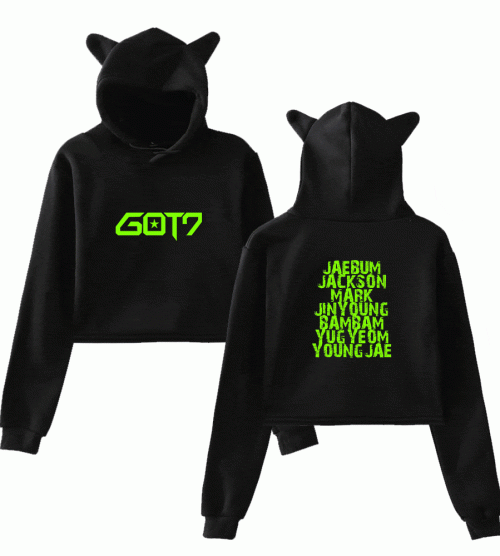 GOT7 Neon Roll Call Cropped Hoodie