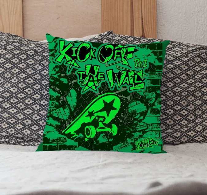 KickFlip Kick Off The Wall Pillow Case - Image 2