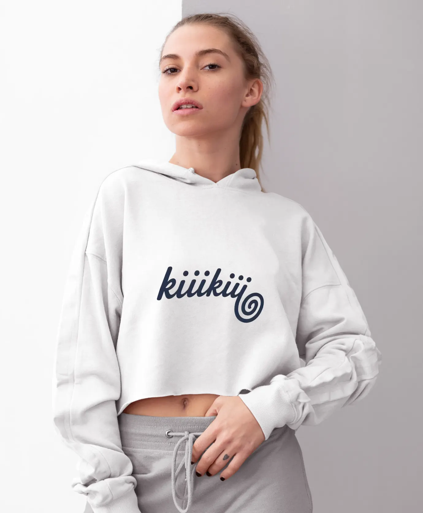 Kiiikiii Swirl Logo Cropped Hoodie - Image 4