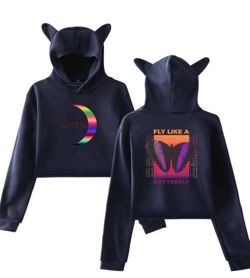 Loona Butterfly Cropped Hoodie