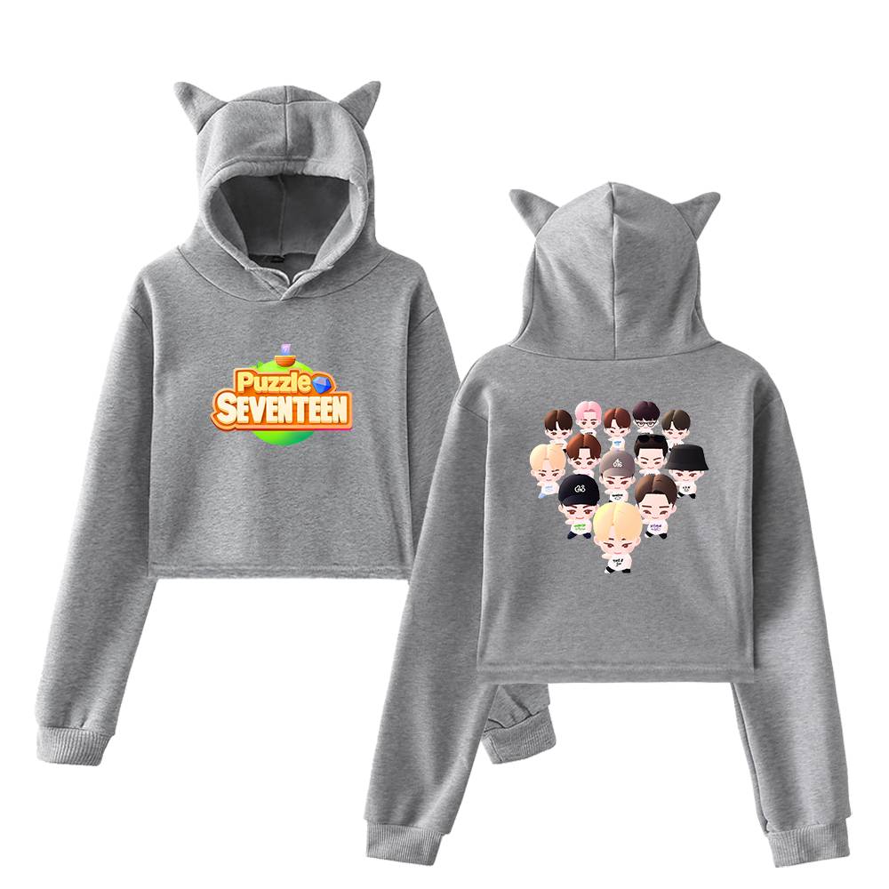 SEVENTEEN Puzzle Chibi Cropped Hoodie