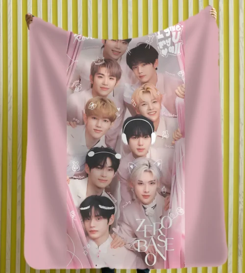 ZEROBASEONE Pink Group Photo Blanket