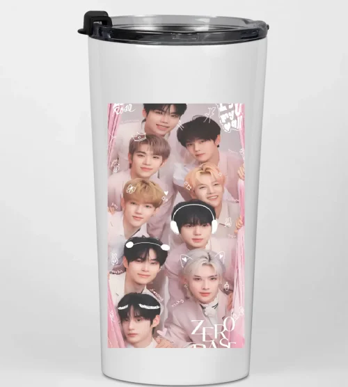 ZEROBASEONE Pink Group Photo Water Bottle